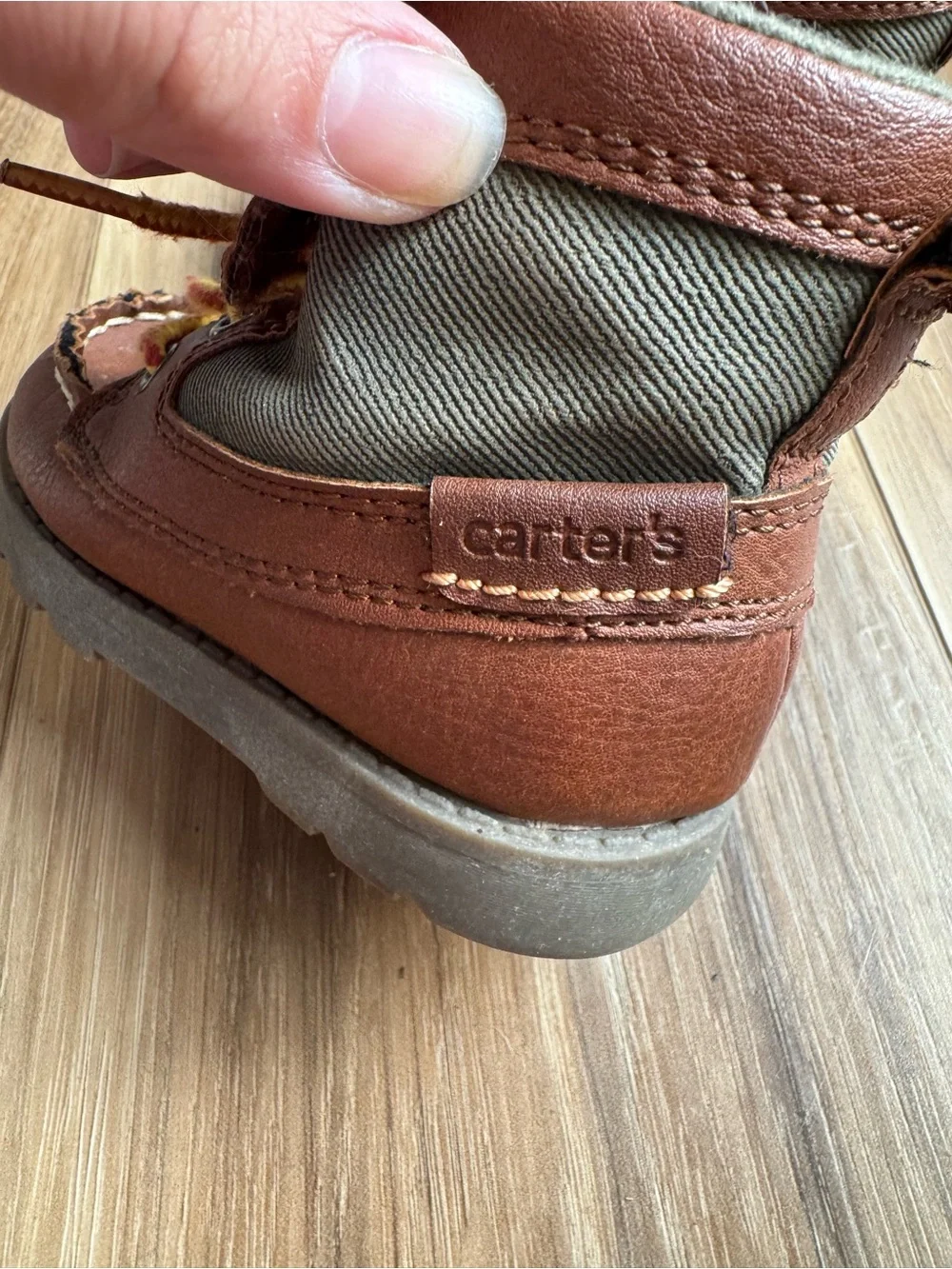 Carter's Brown Leather Kids Boots with Yellow and Orange Laces